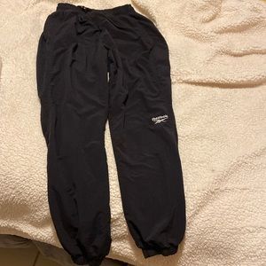 Vintage Black Reebok Windbreaker Nylon Lined Sweat Pants Size Small